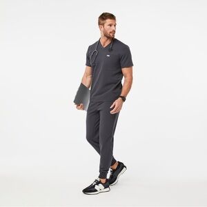 Figs Leon Scrub Top- Charcoal